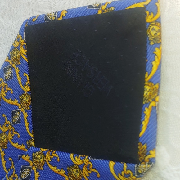 Gianni Versace Men's 100% Silk Tie in Blue and Gold - Picture 8 of 12